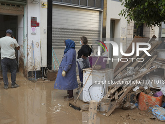 Scenes of devastation in the streets of Benetusser after the passing of the flood, army, firefighters, police and volunteers help to normali...