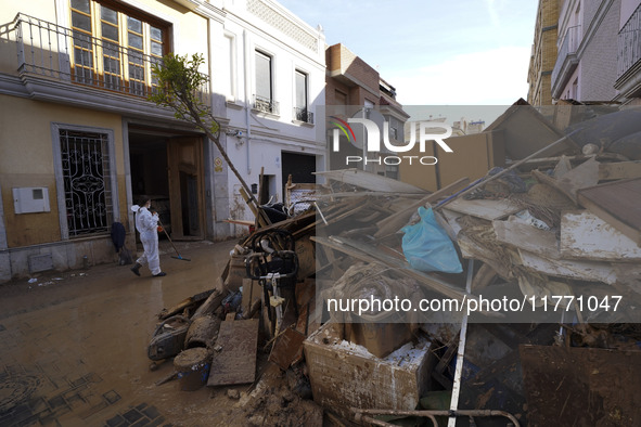 Scenes of devastation in the streets of Benetusser after the passing of the flood, army, firefighters, police and volunteers help to normali...