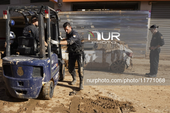 Scenes of devastation in the streets of Benetusser after the passing of the flood, army, firefighters, police and volunteers help to normali...