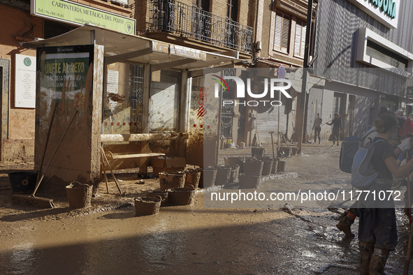 Scenes of devastation in the streets of Benetusser after the passing of the flood, army, firefighters, police and volunteers help to normali...