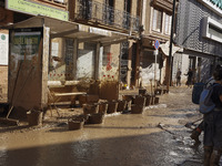 Scenes of devastation in the streets of Benetusser after the passing of the flood, army, firefighters, police and volunteers help to normali...