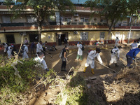 Scenes of devastation in the streets of Benetusser after the passing of the flood, army, firefighters, police and volunteers help to normali...