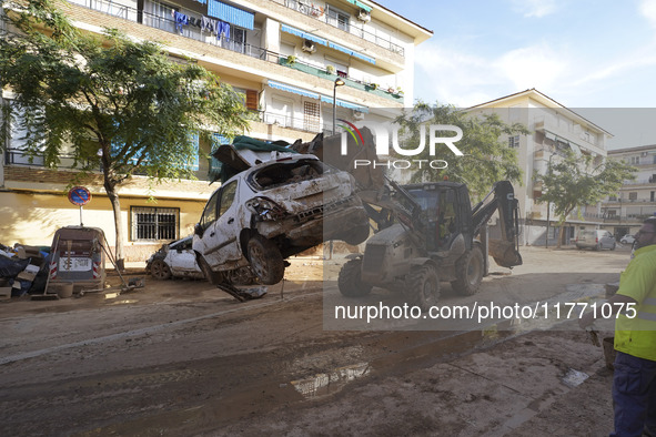 Scenes of devastation in the streets of Benetusser after the passing of the flood, army, firefighters, police and volunteers help to normali...