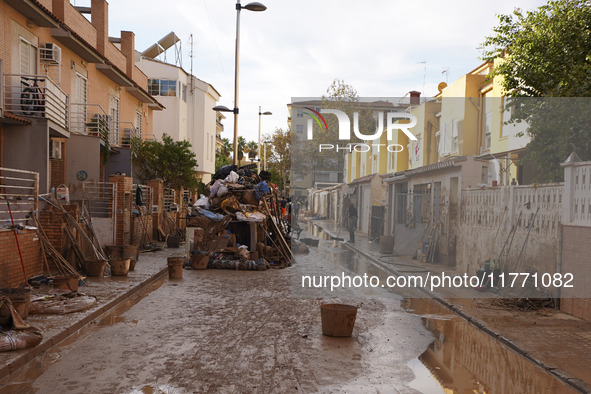 Scenes of devastation in the streets of Benetusser after the passing of the flood, army, firefighters, police and volunteers help to normali...