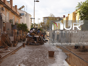 Scenes of devastation in the streets of Benetusser after the passing of the flood, army, firefighters, police and volunteers help to normali...