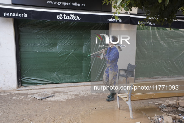 Scenes of devastation in the streets of Benetusser after the passing of the flood, army, firefighters, police and volunteers help to normali...