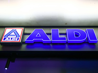 Aldi logo on a shop in Berlin, Germany on November 9th, 2024. (