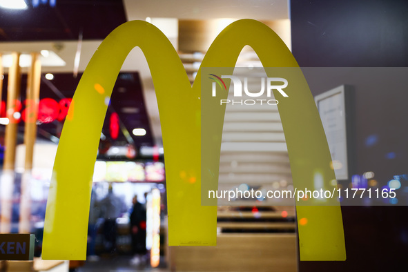 McDonald's logo on a restaurant in Berlin, Germany on November 9th, 2024. 