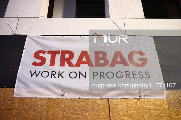 Strabag banner is seen on s new building of the Polish Embassy on Unter den Linden Street in Berlin, Germany on November 9th, 2024. 