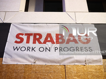 Strabag banner is seen on s new building of the Polish Embassy on Unter den Linden Street in Berlin, Germany on November 9th, 2024. (