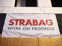 Strabag banner is seen on s new building of the Polish Embassy on Unter den Linden Street in Berlin, Germany on November 9th, 2024. (