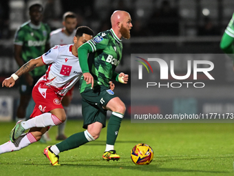 Jonny Williams (10 Gillingham) goes forward during the EFL Trophy match between Stevenage and Gillingham at the Lamex Stadium in Stevenage,...