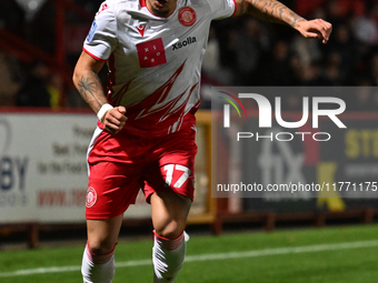 Elliot List (17 Stevenage) goes forward during the EFL Trophy match between Stevenage and Gillingham at the Lamex Stadium in Stevenage, Engl...