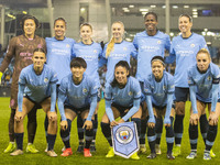 Manchester City W.F.C. plays during the UEFA Champions League Group D match between Manchester City and Hammarby at the Joie Stadium in Manc...