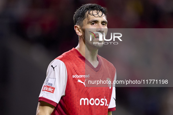 Paulo Oliveira of SC Braga reacts during the Liga Portugal Betclic match between SC Braga and Sporting CP at Estadio Municipal de Braga in B...