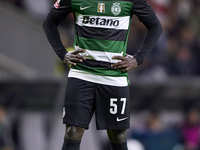 Geovany Quenda of Sporting CP reacts during the Liga Portugal Betclic match between SC Braga and Sporting CP at Estadio Municipal de Braga i...