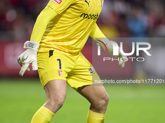 Matheus Lima Magalhaes of SC Braga is in action during the Liga Portugal Betclic match between SC Braga and Sporting CP at Estadio Municipal...