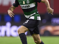 Goncalo Inacio of Sporting CP is in action during the Liga Portugal Betclic match between SC Braga and Sporting CP at Estadio Municipal de B...