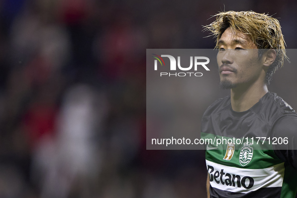 Hidemasa Morita of Sporting CP looks on during the Liga Portugal Betclic match between SC Braga and Sporting CP at Estadio Municipal de Brag...