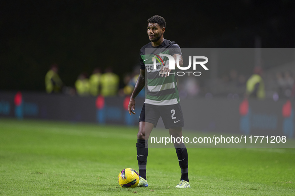 Matheus Reis of Sporting CP is in action during the Liga Portugal Betclic match between SC Braga and Sporting CP at Estadio Municipal de Bra...