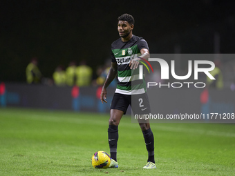 Matheus Reis of Sporting CP is in action during the Liga Portugal Betclic match between SC Braga and Sporting CP at Estadio Municipal de Bra...