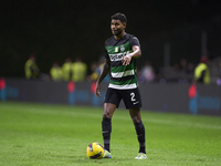 Matheus Reis of Sporting CP is in action during the Liga Portugal Betclic match between SC Braga and Sporting CP at Estadio Municipal de Bra...