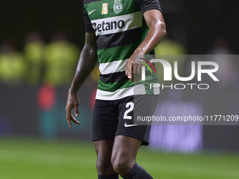 Matheus Reis of Sporting CP is in action during the Liga Portugal Betclic match between SC Braga and Sporting CP at Estadio Municipal de Bra...