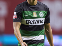 Hidemasa Morita of Sporting CP reacts during the Liga Portugal Betclic match between SC Braga and Sporting CP at Estadio Municipal de Braga...