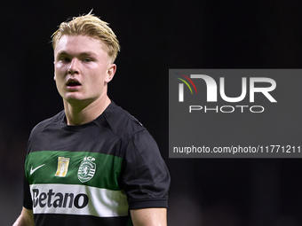 Conrad Harder of Sporting CP looks on during the Liga Portugal Betclic match between SC Braga and Sporting CP at Estadio Municipal de Braga...