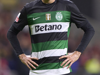 Francisco Trincao of Sporting CP reacts during the Liga Portugal Betclic match between SC Braga and Sporting CP at Estadio Municipal de Brag...