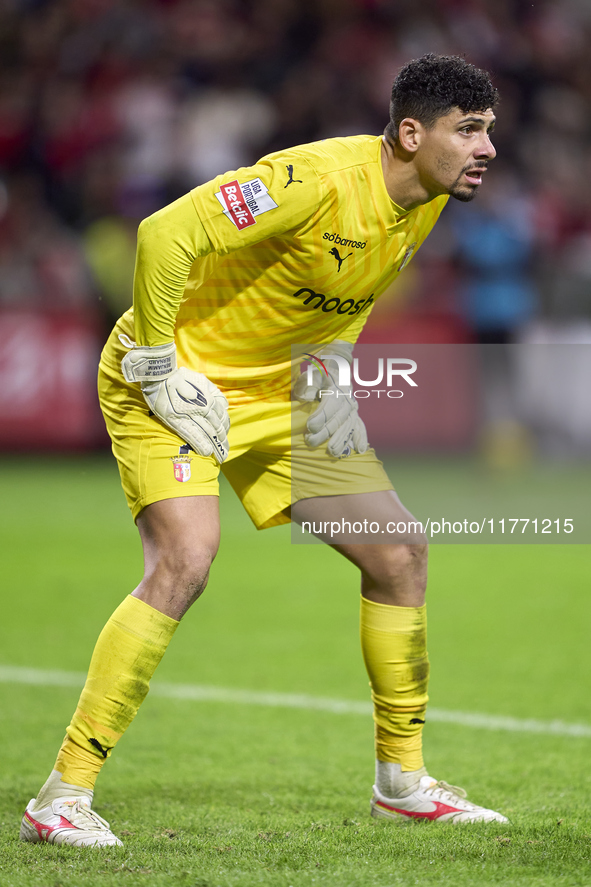 Matheus Lima Magalhaes of SC Braga is in action during the Liga Portugal Betclic match between SC Braga and Sporting CP at Estadio Municipal...