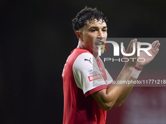 Vitor Carvalho of SC Braga reacts during the Liga Portugal Betclic match between SC Braga and Sporting CP at Estadio Municipal de Braga in B...