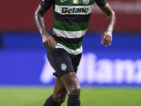 Matheus Reis of Sporting CP is in action during the Liga Portugal Betclic match between SC Braga and Sporting CP at Estadio Municipal de Bra...