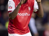 Sikou Niakate of SC Braga reacts during the Liga Portugal Betclic match between SC Braga and Sporting CP at Estadio Municipal de Braga in Br...