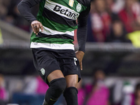 Jeremiah St. Juste of Sporting CP is in action during the Liga Portugal Betclic match between SC Braga and Sporting CP at Estadio Municipal...