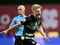 Conrad Harder of Sporting CP celebrates after he scores his team's third goal during the Liga Portugal Betclic match between SC Braga and Sp...