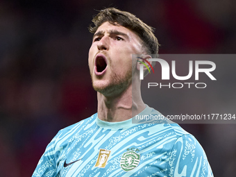 Franco Israel of Sporting CP celebrates after Conrad Harder (not in frame) scores their side's fourth goal during the Liga Portugal Betclic...