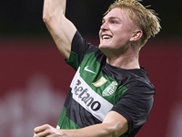 Conrad Harder of Sporting CP celebrates victory after the Liga Portugal Betclic match between SC Braga and Sporting CP at Estadio Municipal...