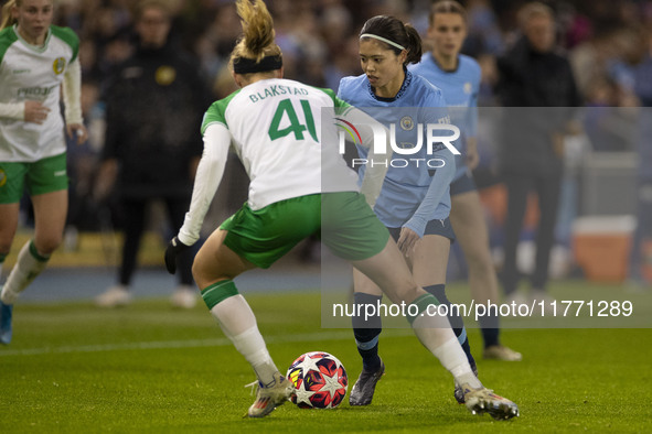 During the UEFA Champions League Group D match between Manchester City and Hammarby at the Joie Stadium in Manchester, England, on November...