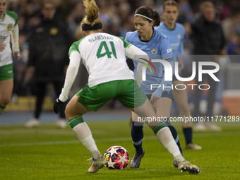 During the UEFA Champions League Group D match between Manchester City and Hammarby at the Joie Stadium in Manchester, England, on November...