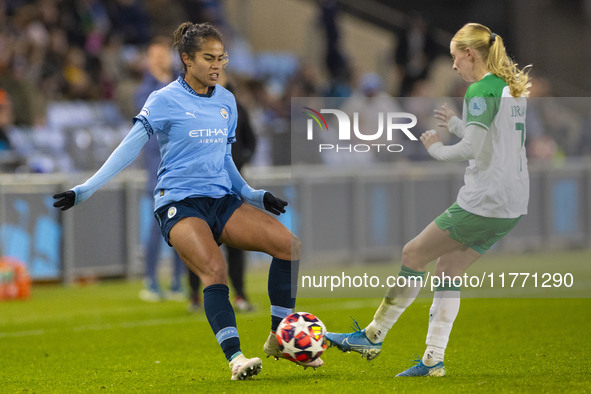 During the UEFA Champions League Group D match between Manchester City and Hammarby at the Joie Stadium in Manchester, England, on November...