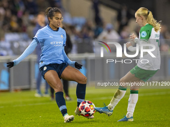 During the UEFA Champions League Group D match between Manchester City and Hammarby at the Joie Stadium in Manchester, England, on November...