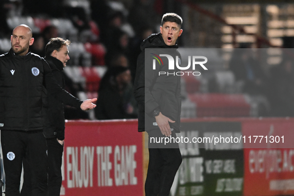 Manager Alex Revell manages Stevenage during the EFL Trophy match between Stevenage and Gillingham at the Lamex Stadium in Stevenage, Englan...