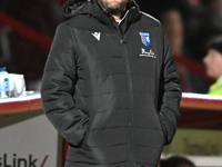 Manager Mark Bonner (Manager Gillingham) looks on during the EFL Trophy match between Stevenage and Gillingham at the Lamex Stadium in Steve...