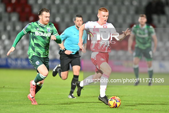 Laurie Walker (37 Stevenage) goes forward during the EFL Trophy match between Stevenage and Gillingham at the Lamex Stadium in Stevenage, En...