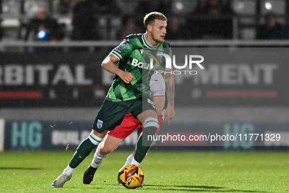 Ethan Coleman (6 Gillingham) moves forward during the EFL Trophy match between Stevenage and Gillingham at the Lamex Stadium in Stevenage, E...