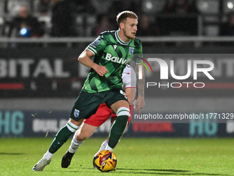 Ethan Coleman (6 Gillingham) moves forward during the EFL Trophy match between Stevenage and Gillingham at the Lamex Stadium in Stevenage, E...