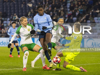 Khadija Shaw #21 of Manchester City W.F.C. is in action during the UEFA Champions League Group D match between Manchester City and Hammarby...