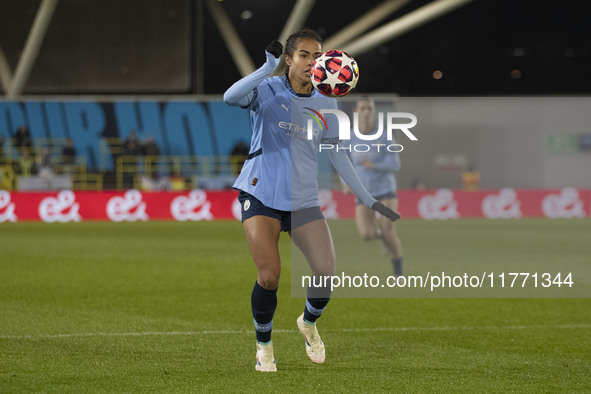 Mary Fowler #8 of Manchester City W.F.C. participates in the UEFA Champions League Group D match between Manchester City and Hammarby at the...