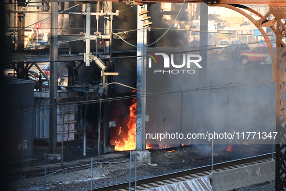 A transformer explosion occurs at a Con Edison substation in the Parkchester section of Bronx, New York, United States, on November 12, 2024...